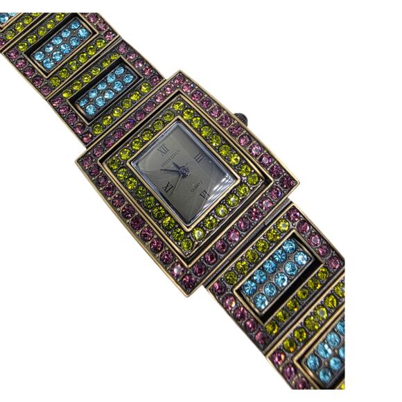 Heidi Daus "Changeable Art" Pave' Crystal Reversible Watch/Bracelet New Battery - Picture 3 of 8